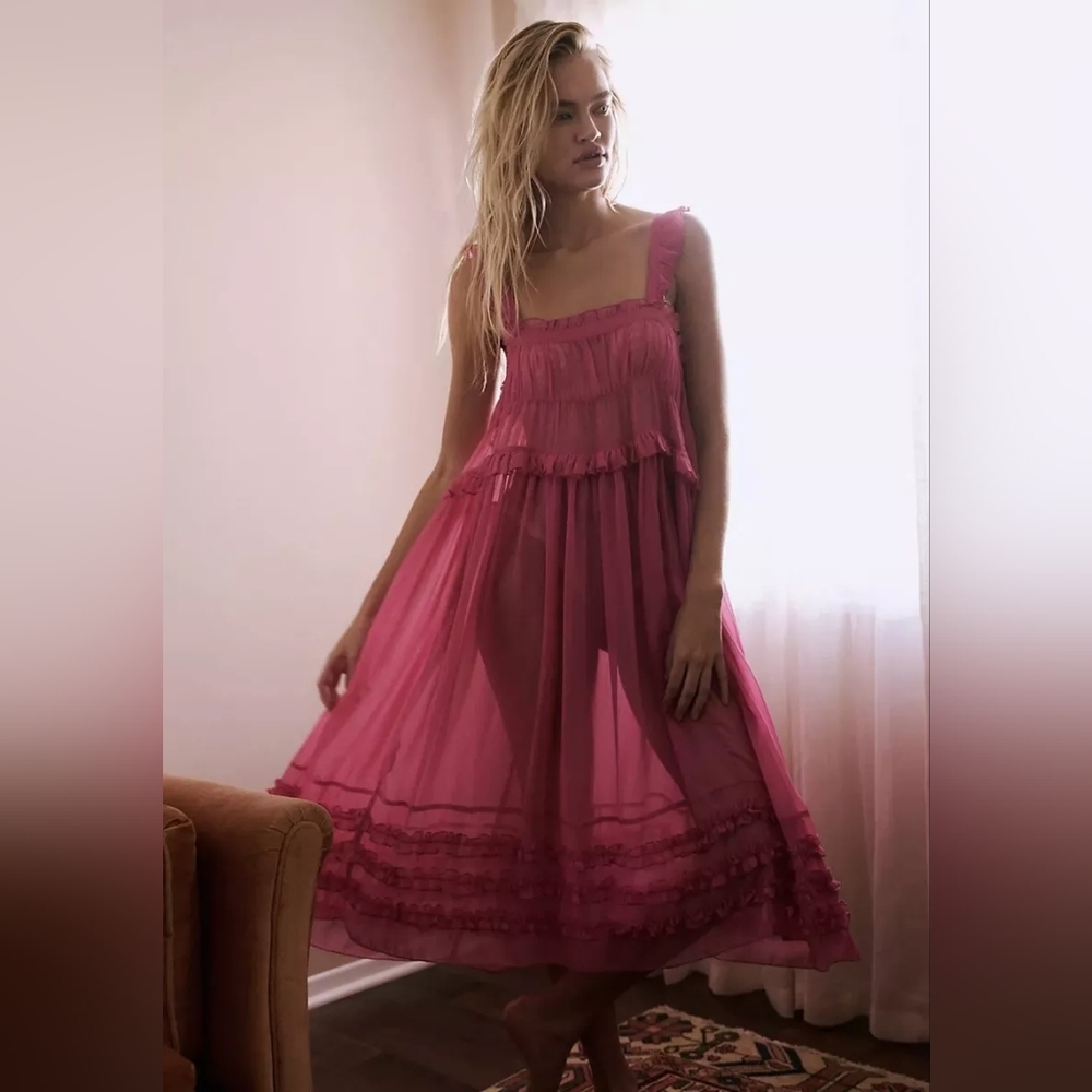 Free People Intimately Moon Phase Mid Slip Sheer Dress